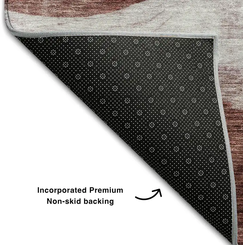 8' Blush And Pink Abstract Washable Round Rug With UV Protection Photo 5