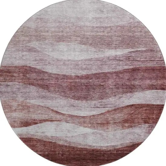 8' Blush And Pink Abstract Washable Round Rug With UV Protection Photo 2