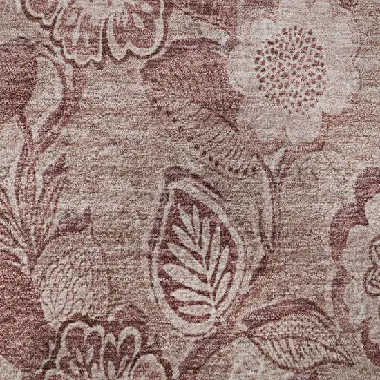 8' Blush And Pink Floral Washable Round Rug With UV Protection Photo 9