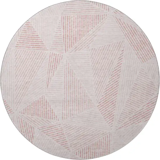 8' Blush And Pink Geometric Washable Round Rug With UV Protection Photo 4