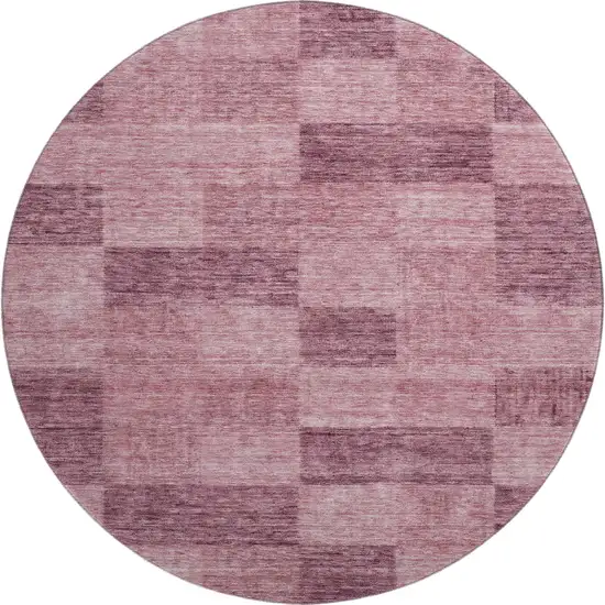 8' Blush And Pink Geometric Washable Round Rug With UV Protection Photo 1