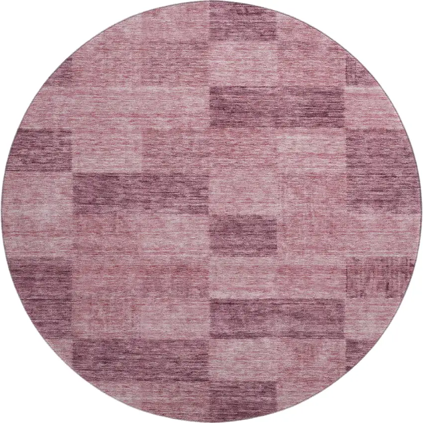 8' Blush And Pink Geometric Washable Round Rug With UV Protection Photo 1