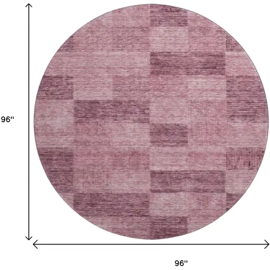 8' Blush And Pink Geometric Washable Round Rug With UV Protection Photo 8