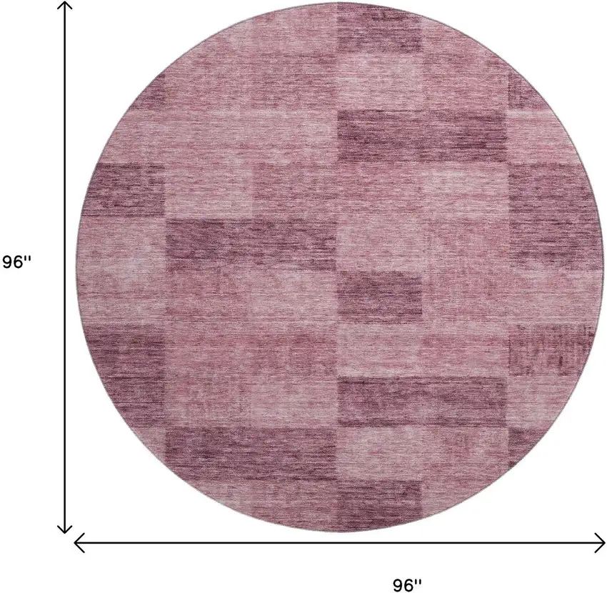8' Blush And Pink Geometric Washable Round Rug With UV Protection Photo 8