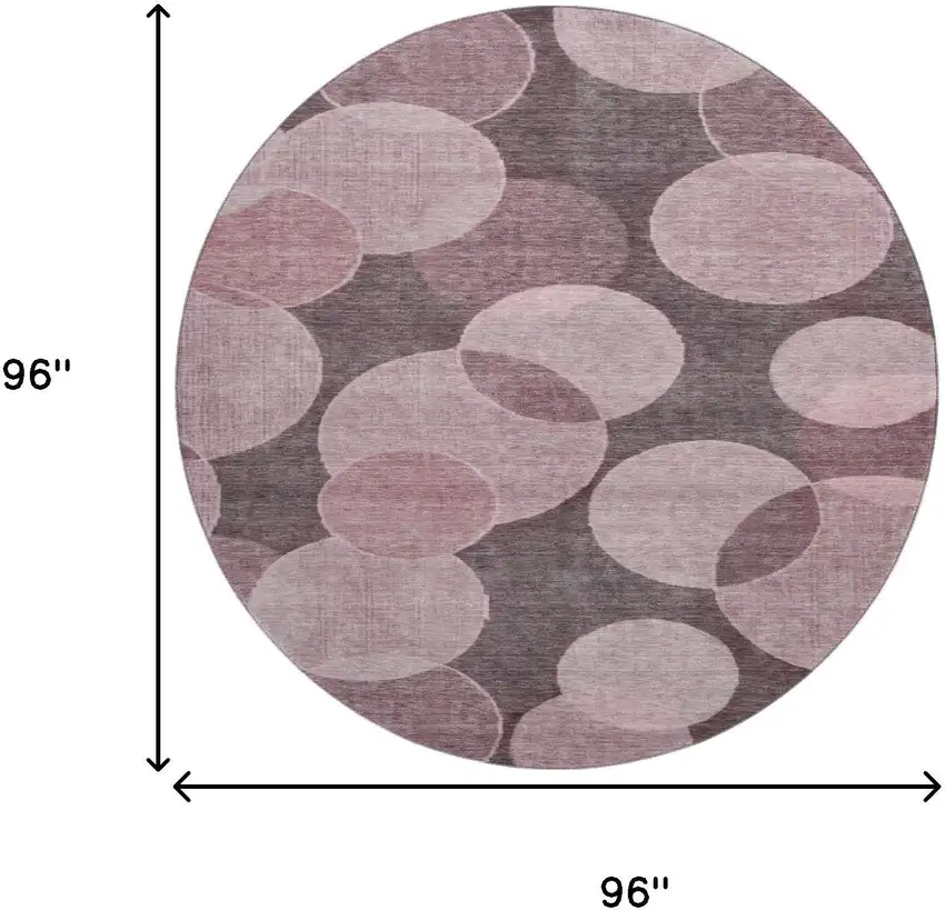 8' Blush And Pink Geometric Washable Round Rug With UV Protection Photo 9