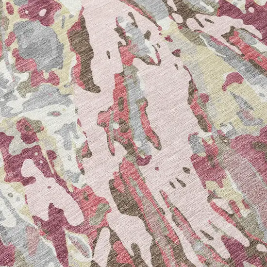 8' Blush And Pink Round Abstract Washable Indoor Outdoor Area Rug Photo 7