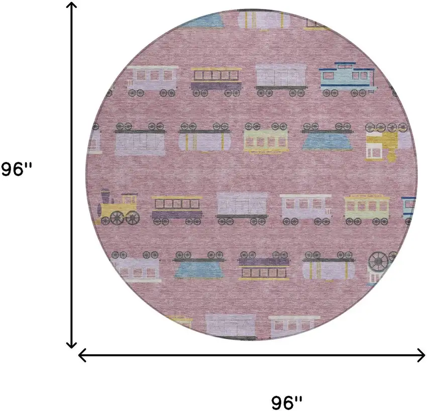 8' Blush And Pink Round Abstract Washable Indoor Outdoor Area Rug Photo 6
