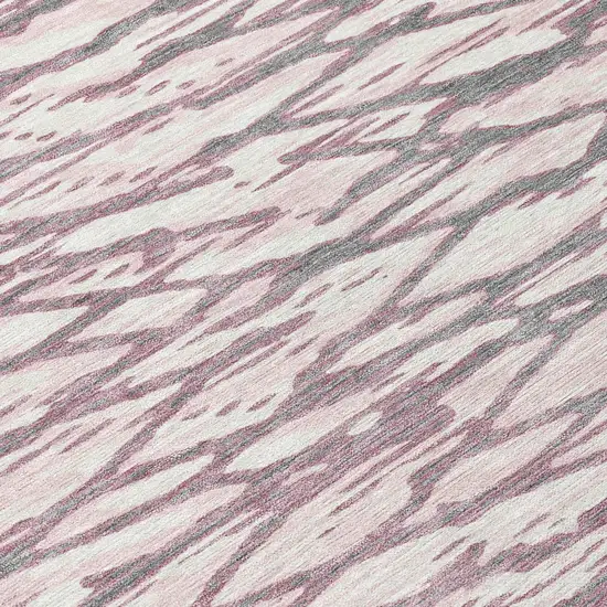 8' Blush And Pink Round Abstract Washable Indoor Outdoor Area Rug Photo 4