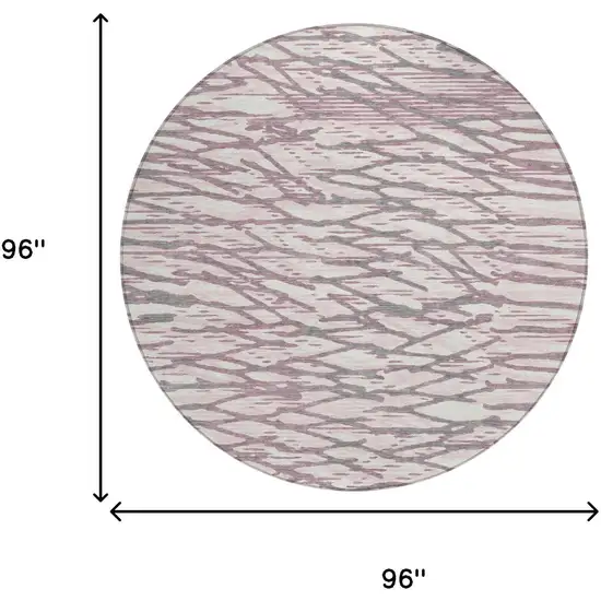 8' Blush And Pink Round Abstract Washable Indoor Outdoor Area Rug Photo 5