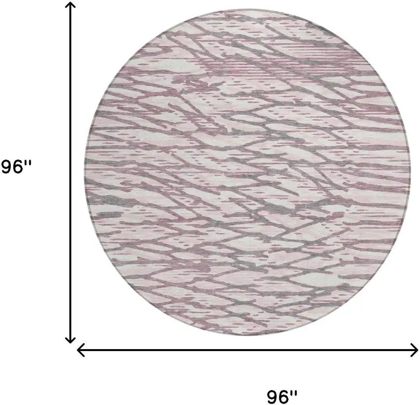 8' Blush And Pink Round Abstract Washable Indoor Outdoor Area Rug Photo 5