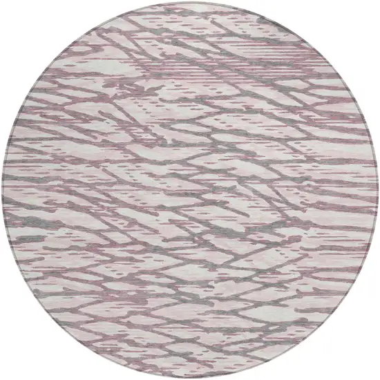 8' Blush And Pink Round Abstract Washable Indoor Outdoor Area Rug Photo 2