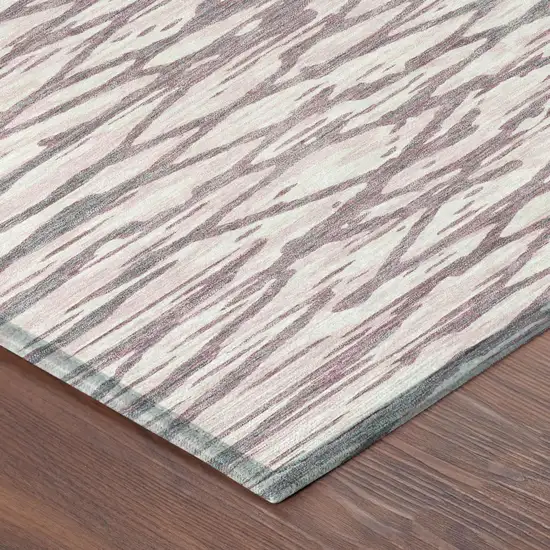 8' Blush And Pink Round Abstract Washable Indoor Outdoor Area Rug Photo 3