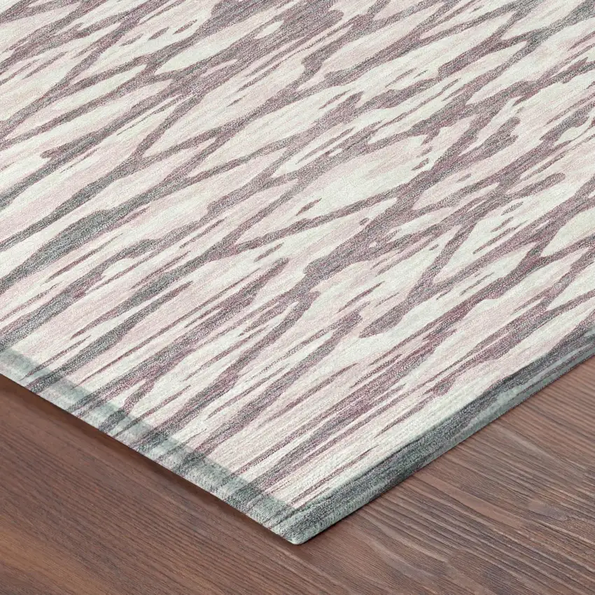 8' Blush And Pink Round Abstract Washable Indoor Outdoor Area Rug Photo 3