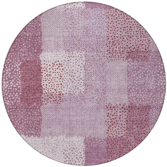 8' Blush And Pink Round Abstract Washable Indoor Outdoor Area Rug Photo 2