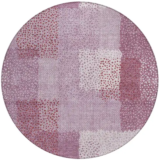 8' Blush And Pink Round Abstract Washable Indoor Outdoor Area Rug Photo 3