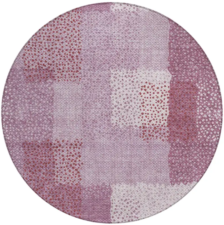 8' Blush And Pink Round Abstract Washable Indoor Outdoor Area Rug Photo 3