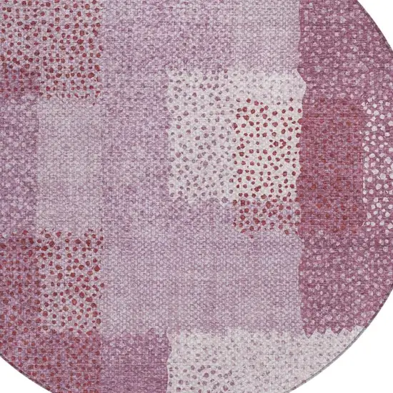 8' Blush And Pink Round Abstract Washable Indoor Outdoor Area Rug Photo 6