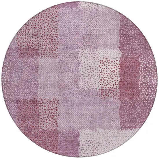 8' Blush And Pink Round Abstract Washable Indoor Outdoor Area Rug Photo 1