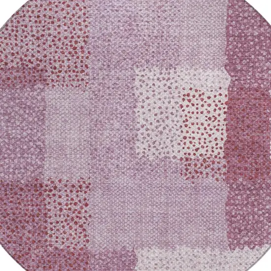 8' Blush And Pink Round Abstract Washable Indoor Outdoor Area Rug Photo 8
