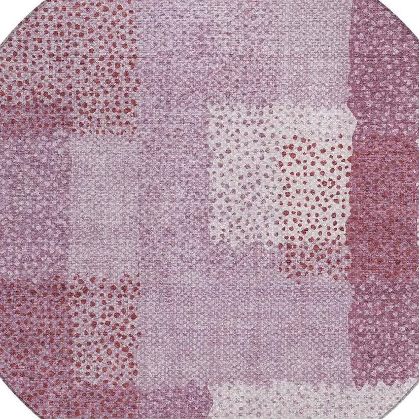 8' Blush And Pink Round Abstract Washable Indoor Outdoor Area Rug Photo 8