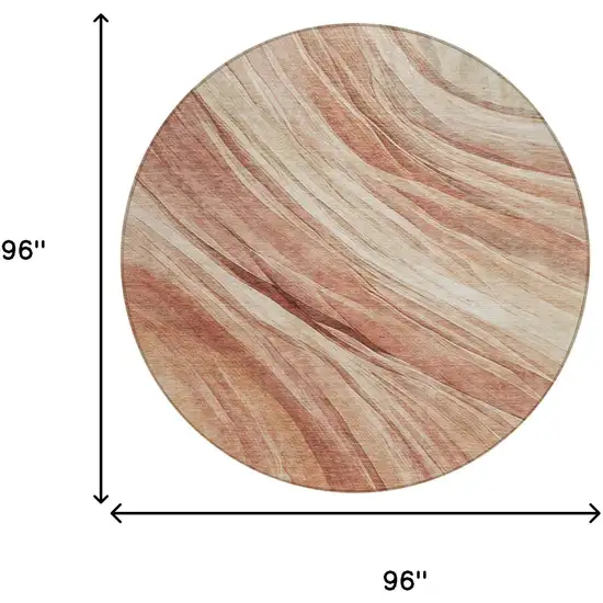 8' Blush And Pink Round Abstract Washable Indoor Outdoor Area Rug Photo 7