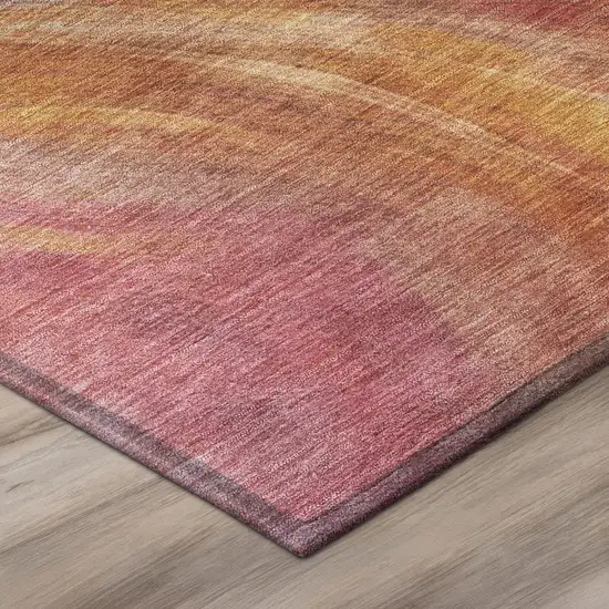 8' Blush And Pink Round Abstract Washable Indoor Outdoor Area Rug Photo 6