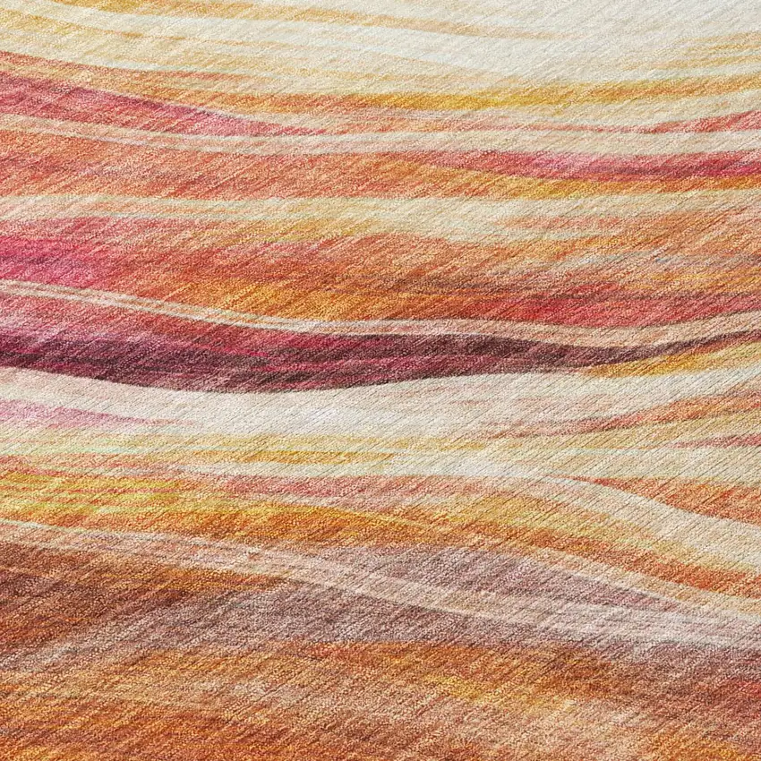 8' Blush And Pink Round Abstract Washable Indoor Outdoor Area Rug Photo 7