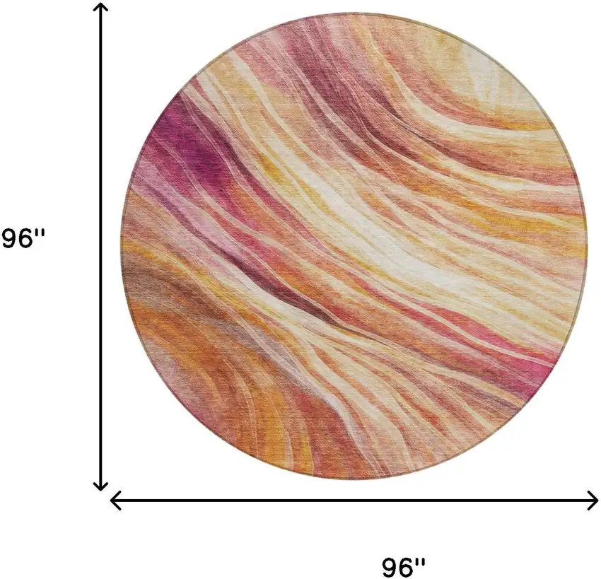 8' Blush And Pink Round Abstract Washable Indoor Outdoor Area Rug Photo 8