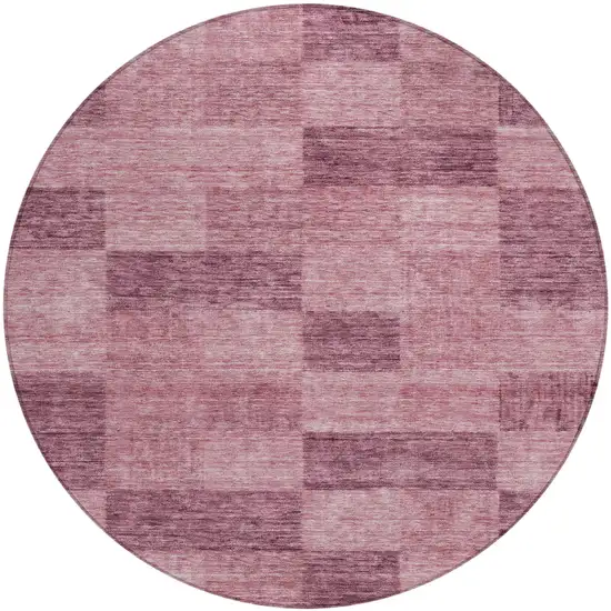 8' Blush And Pink Round Geometric Washable Indoor Outdoor Area Rug Photo 2