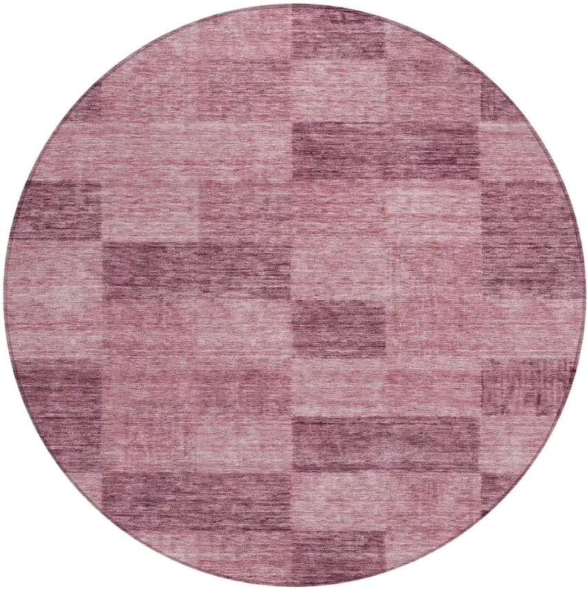 8' Blush And Pink Round Geometric Washable Indoor Outdoor Area Rug Photo 2