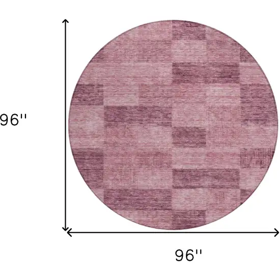 8' Blush And Pink Round Geometric Washable Indoor Outdoor Area Rug Photo 9
