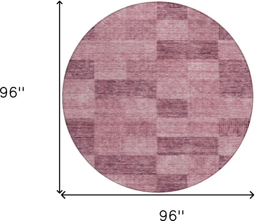 8' Blush And Pink Round Geometric Washable Indoor Outdoor Area Rug Photo 9