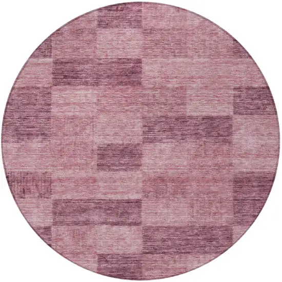 8' Blush And Pink Round Geometric Washable Indoor Outdoor Area Rug Photo 6