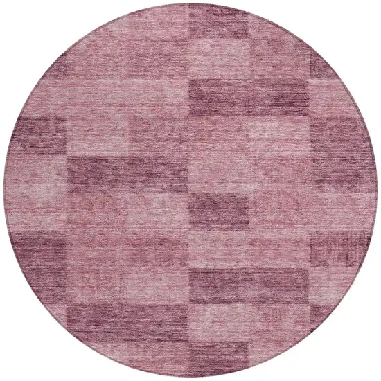 8' Blush And Pink Round Geometric Washable Indoor Outdoor Area Rug Photo 5