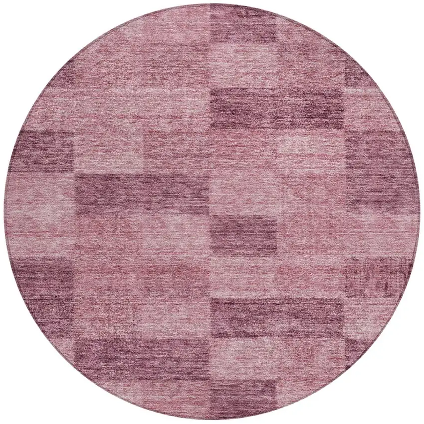 8' Blush And Pink Round Geometric Washable Indoor Outdoor Area Rug Photo 5