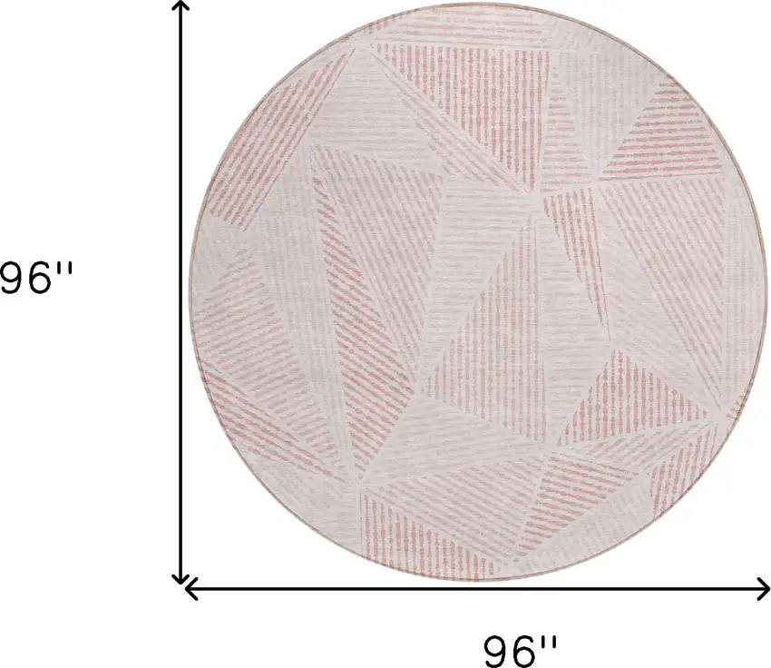 8' Blush And Pink Round Geometric Washable Indoor Outdoor Area Rug Photo 3