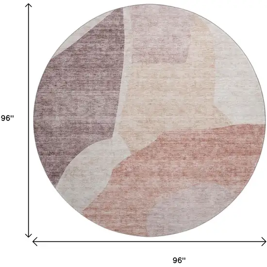 8' Blush And Plum Abstract Washable Round Rug With UV Protection Photo 3
