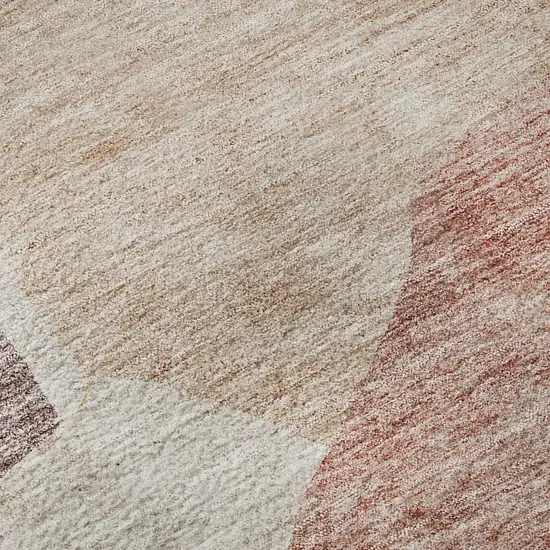 8' Blush And Plum Abstract Washable Round Rug With UV Protection Photo 9