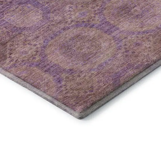 8' Blush And Purple Abstract Geometric Washable Round Rug With UV Protection Photo 7