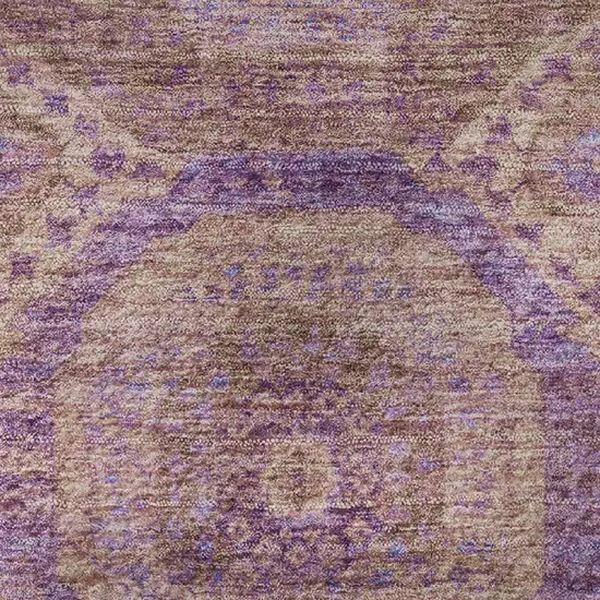 8' Blush And Purple Abstract Geometric Washable Round Rug With UV Protection Photo 9