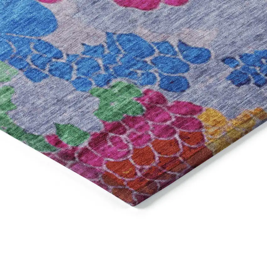 8' Blush Blue And Green Round Geometric Washable Indoor Outdoor Area Rug Photo 8