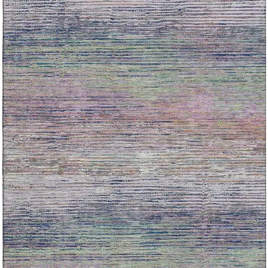 8' Blush Blue And Ivory Striped Washable Area Rug With UV Protection Photo 3