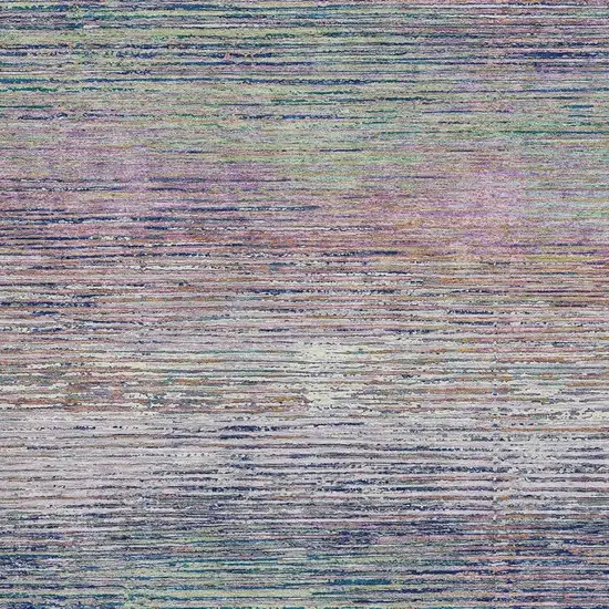 8' Blush Blue And Ivory Striped Washable Area Rug With UV Protection Photo 2