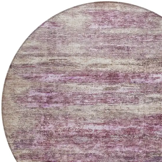 8' Blush Brown And Beige Round Abstract Washable Indoor Outdoor Area Rug Photo 4
