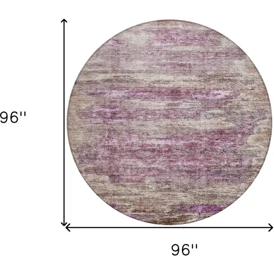8' Blush Brown And Beige Round Abstract Washable Indoor Outdoor Area Rug Photo 3