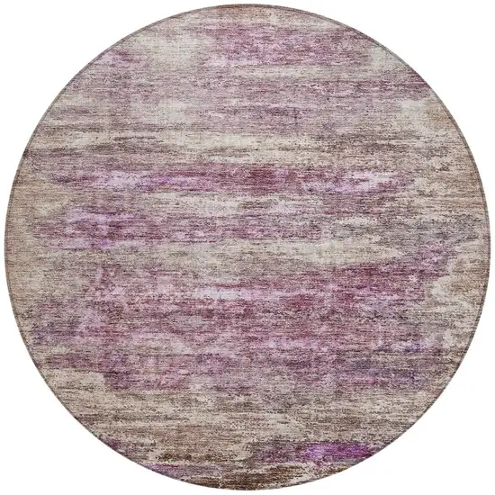 8' Blush Brown And Beige Round Abstract Washable Indoor Outdoor Area Rug Photo 5