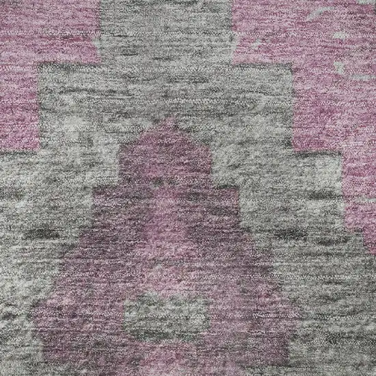 8' Blush Charcoal And Gray Diamond Washable Round Rug With UV Protection Photo 8