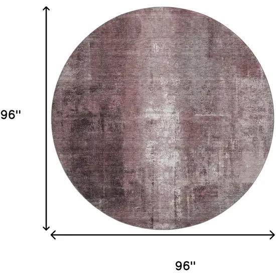 8' Blush Charcoal And Ivory Abstract Washable Round Rug With UV Protection Photo 8