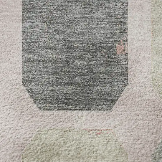 8' Blush Charcoal And Ivory Geometric Washable Round Rug With UV Protection Photo 9