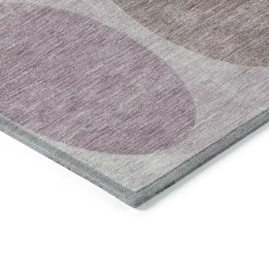 8' Blush Charcoal And Ivory Round Geometric Washable Indoor Outdoor Area Rug Photo 8